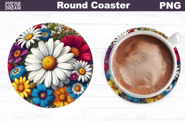 Wildflowers Round Coaster | Daisy Coaster
