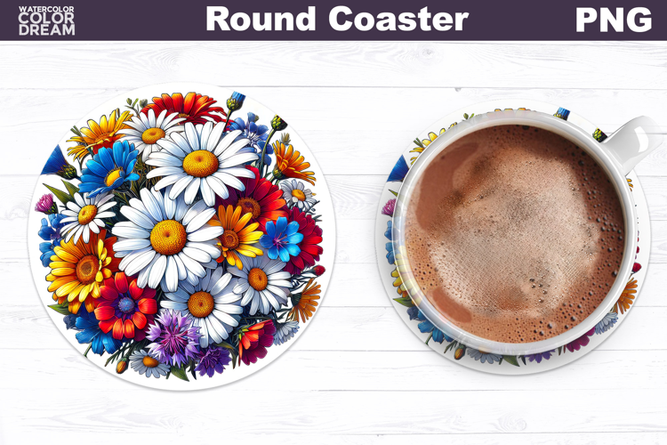 Wildflowers Round Coaster | Daisy Coaster