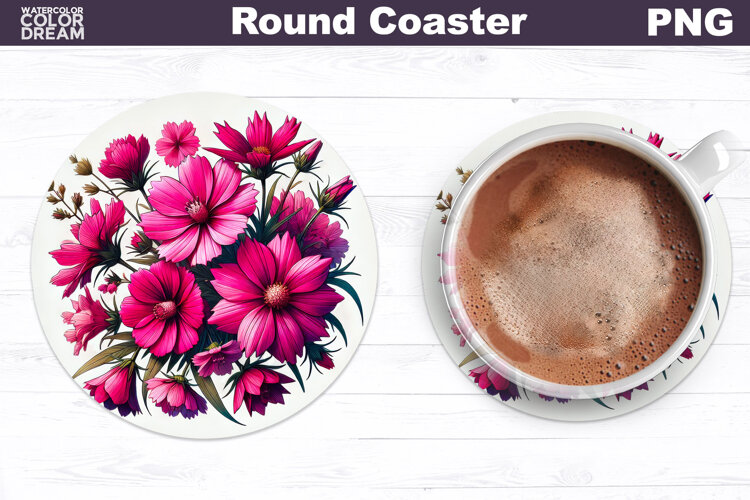 Wildflowers Round Coaster | Floral Coaster example image 1