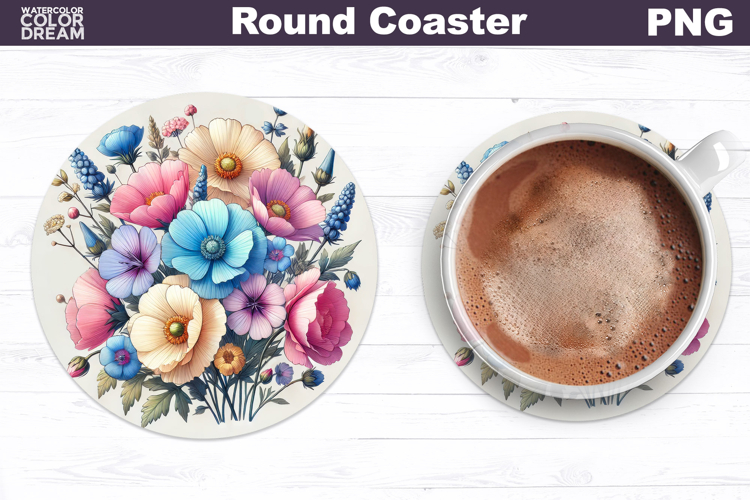 Wildflowers Round Coaster | Pastel Floral Coaster