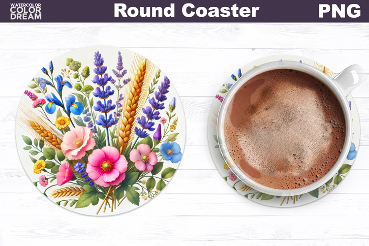 Wildflowers Round Coaster | Pastel Floral Coaster