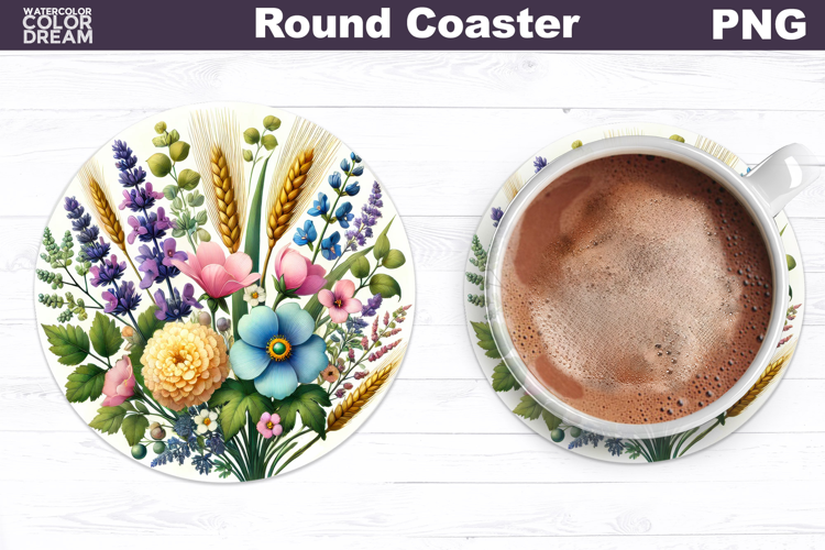 Wildflowers Round Coaster | Pastel Floral Coaster