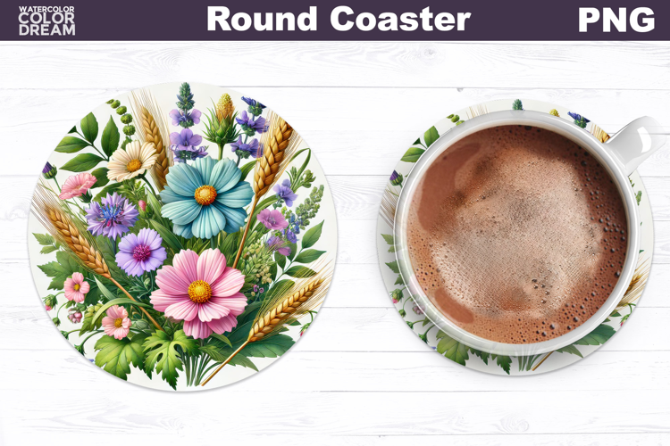 Wildflowers Round Coaster | Pastel Floral Coaster