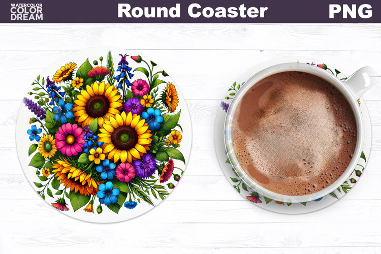 Sunflower Round Coaster | Wildflowers Coaster example image 1
