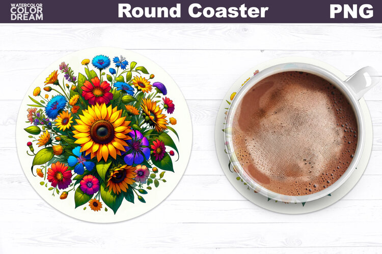 Sunflower Round Coaster | Wildflowers Coaster example image 1