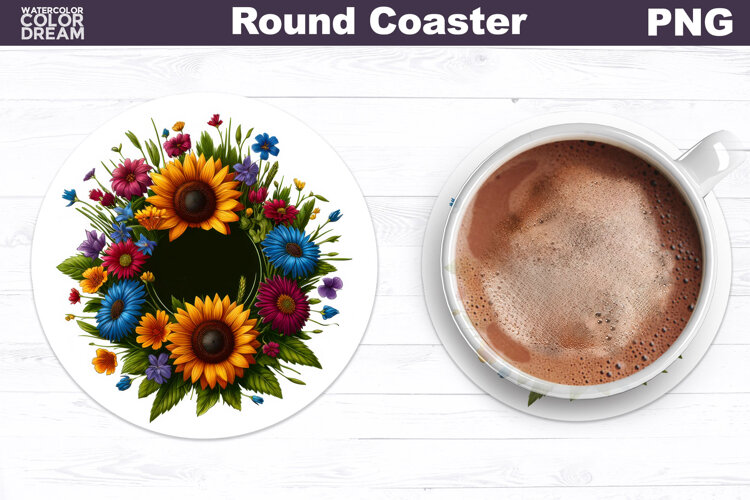 Sunflower Round Coaster | Wildflowers Coaster example image 1