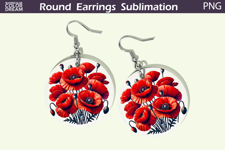 Wildflowers Round Earrings | Poppy Flowers Earrings