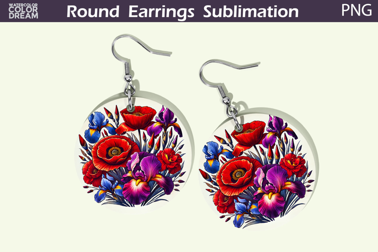 Wildflowers Round Earrings | Poppy Flowers Earrings