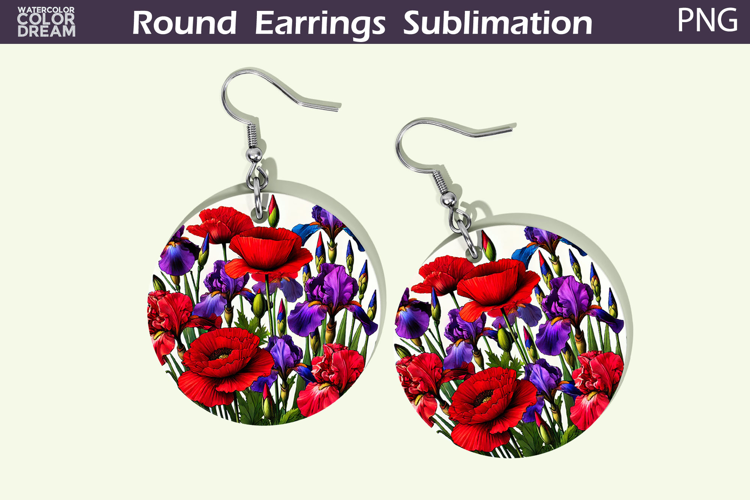 Wildflowers Round Earrings | Poppy Flowers Earrings