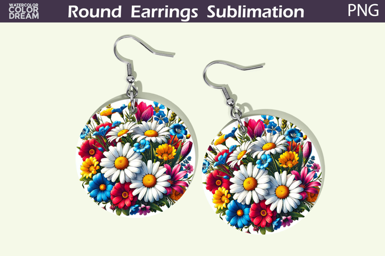 Wildflowers Round Earrings | Daisy Flowers Earrings
