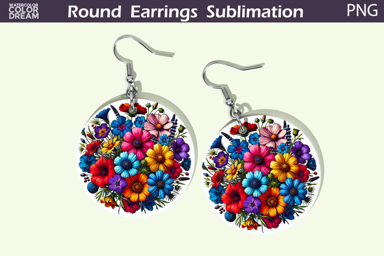 Wildflowers Round Earrings | Daisy Flowers Earrings