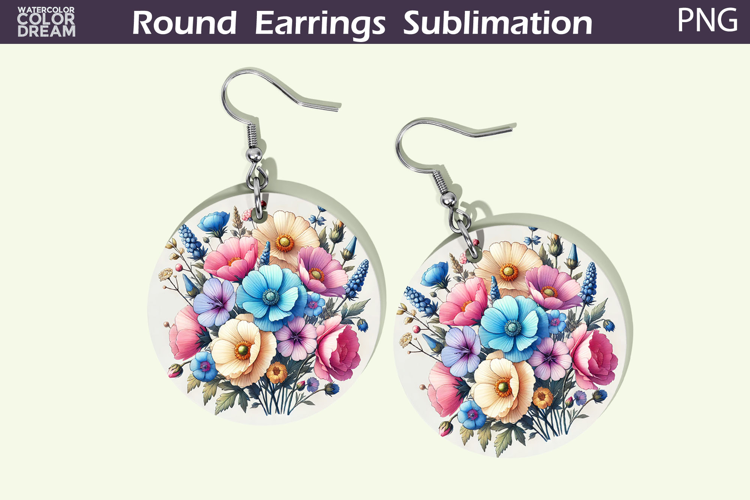 Wildflowers Round Earrings | Pastel Flowers Earrings