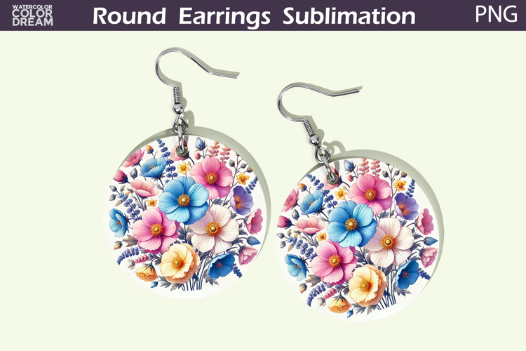 Wildflowers Round Earrings | Pastel Flowers Earrings