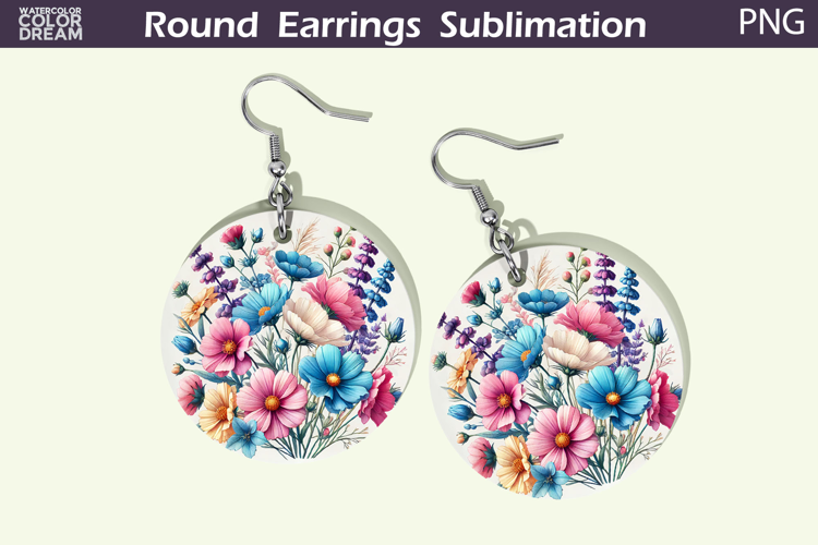 Wildflowers Round Earrings | Pastel Flowers Earrings