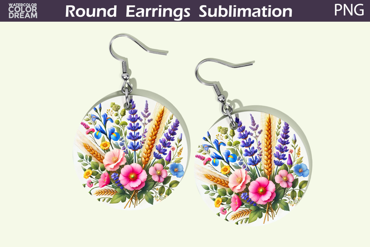 Wildflowers Round Earrings | Pastel Flowers Earrings