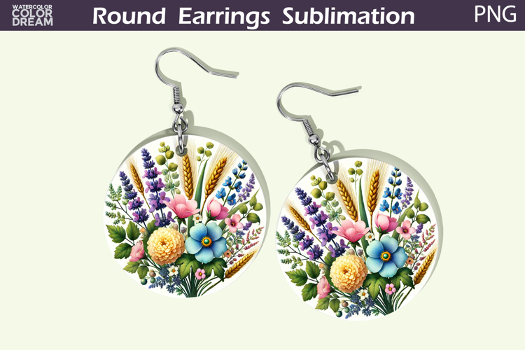 Wildflowers Round Earrings | Pastel Flowers Earrings