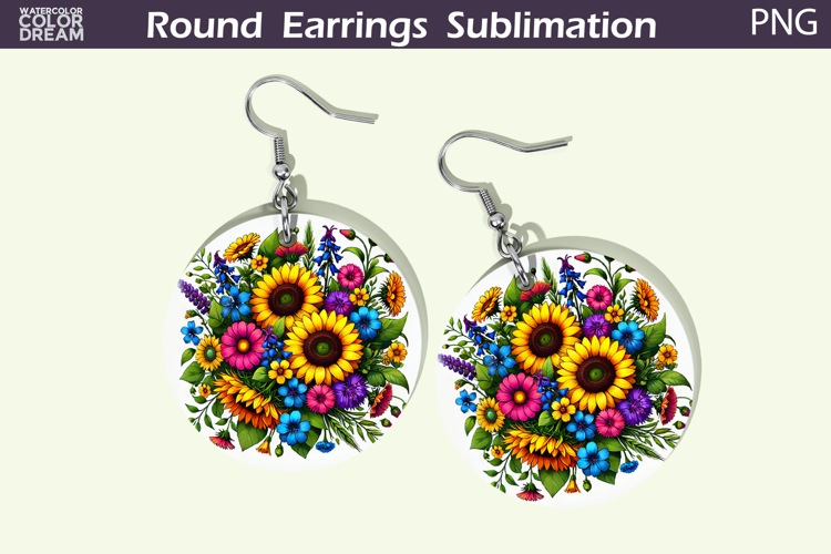 Sunflowers Round Earrings | Wildflowers Earrings