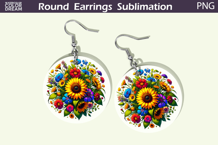 Sunflowers Round Earrings | Wildflowers Earrings