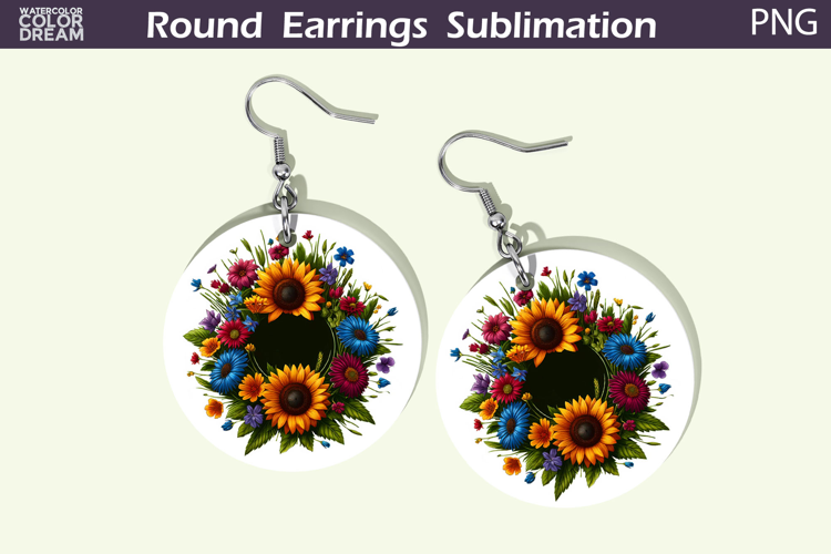 Sunflowers Round Earrings | Wildflowers Earrings