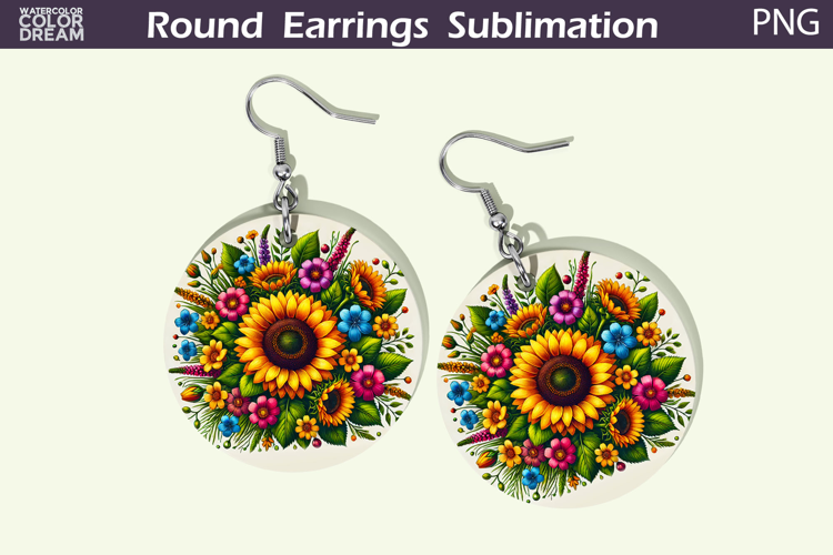 Sunflowers Round Earrings | Wildflowers Earrings
