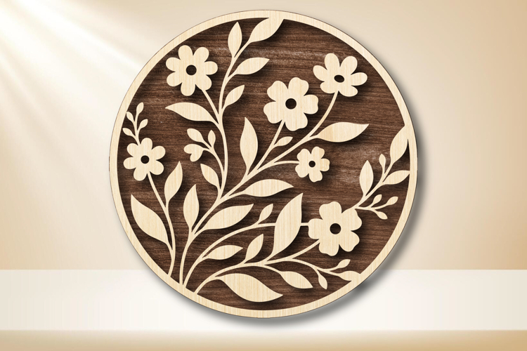 Floral Round Laser Cut SVG File