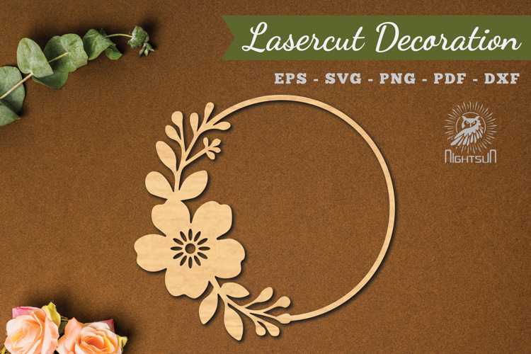 Floral Round Lasercut Decoration SVG