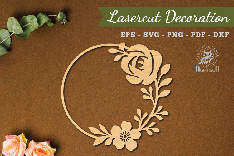 Floral Round Lasercut Decoration SVG