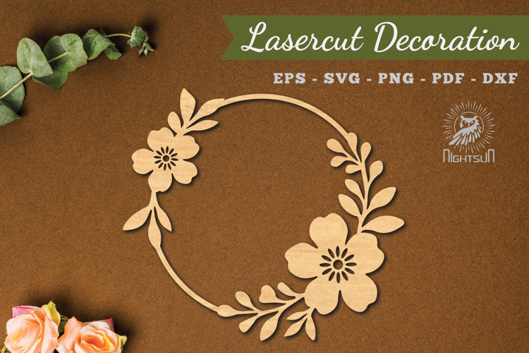 Floral Round Lasercut Decoration SVG