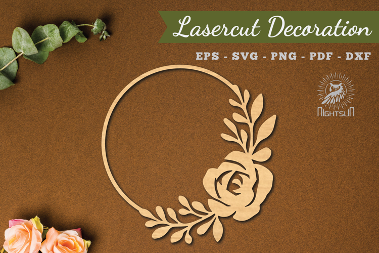 Floral Round Lasercut Decoration SVG