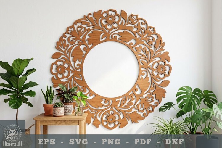 Floral Round Lasercut Wall Decor 2 example image 1