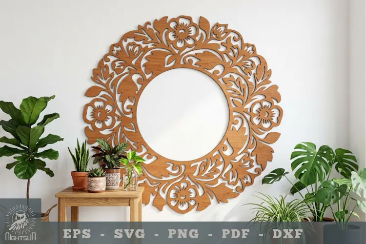 Floral Round Lasercut Wall Decor 2