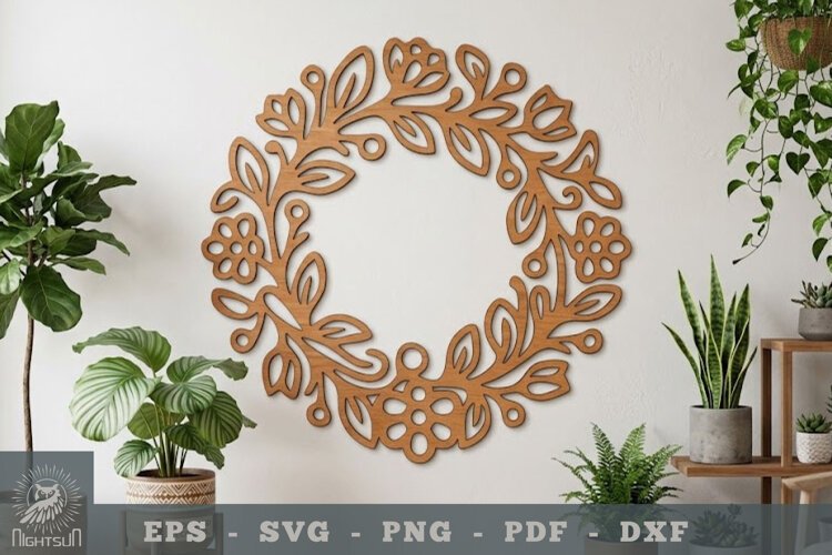 Floral Round Lasercut Wall Decor 4 example image 1