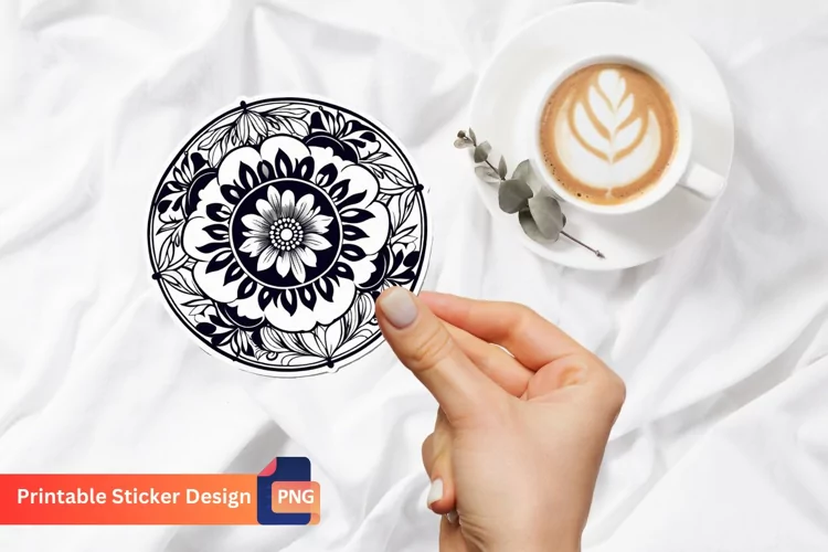 Floral Round Sticker, Floral Circle Sticker