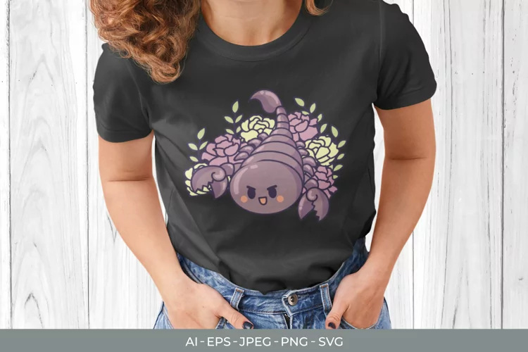 Cute Floral Scorpion Tattoo SVG