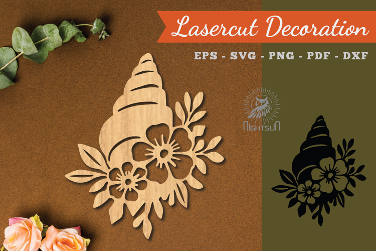 Floral Shell Lasercut Decoration SVG