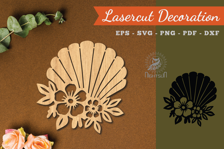 Floral Shell Lasercut Decoration SVG