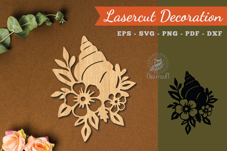 Floral Shell Lasercut Decoration SVG