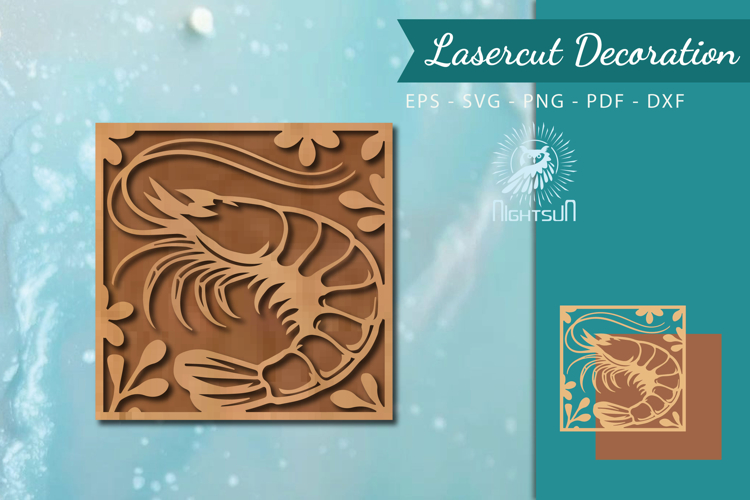 Floral Shrimp Lasercut Wall Decor SVG