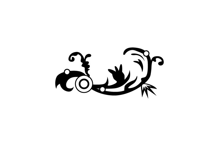 Floral silhouette black and white ornament decoration ornate example image 1