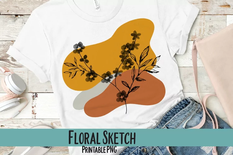 Floral Sketch Sublimation PNG