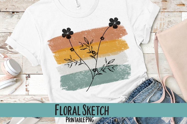 Floral Sketch Sublimation PNG