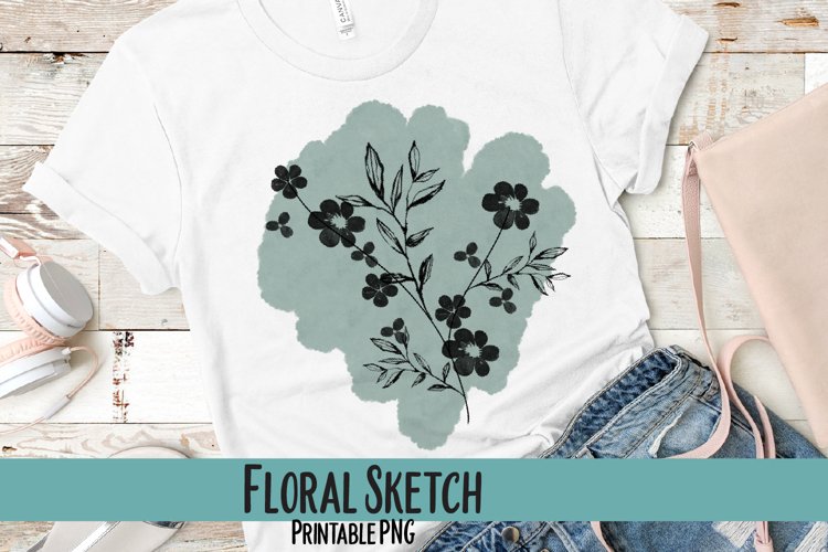 Floral Sketch Sublimation PNG example image 1