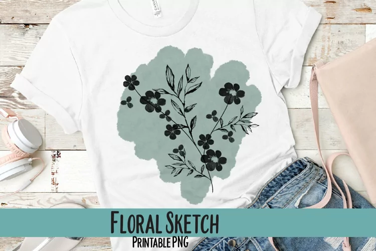 Floral Sketch Sublimation PNG