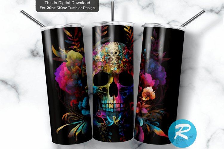 Floral skull 20oz/30oz Skinny Tumbler