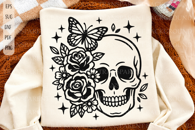 Skull With Flowers Svg Image 11