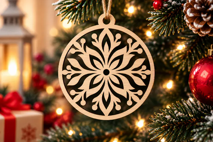 Floral Snowflake Ornament Laser SVG File