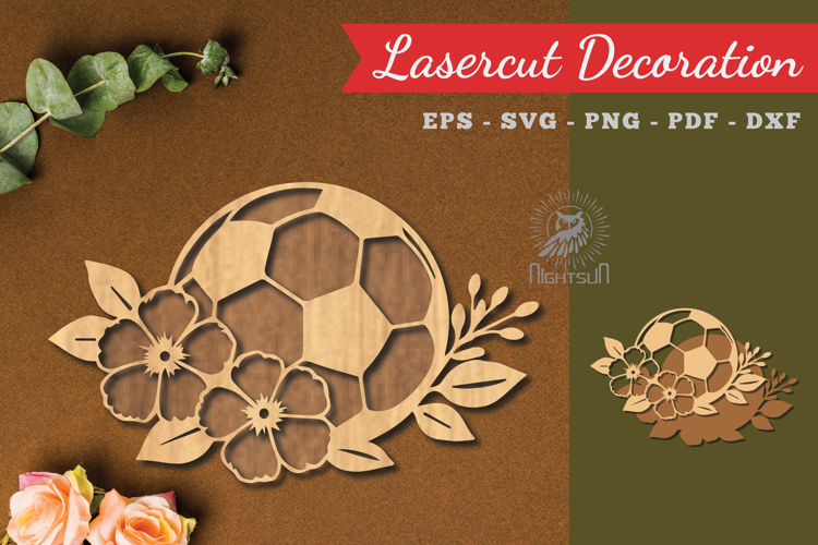 Floral Soccer Lasercut Decoration
