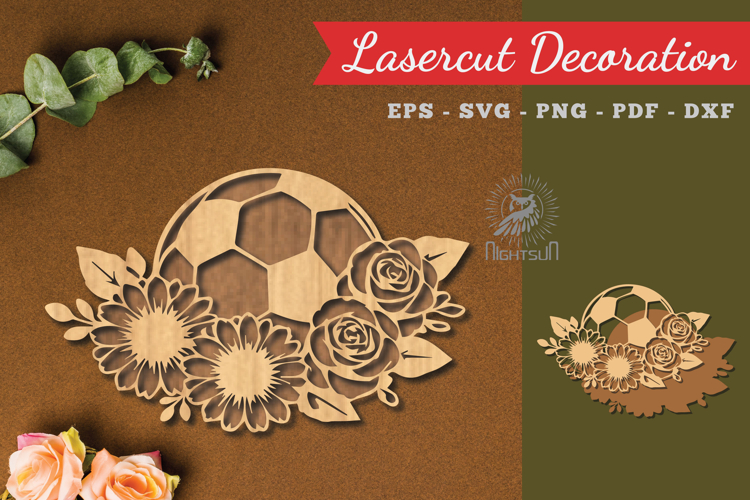 Floral Soccer Lasercut Decoration