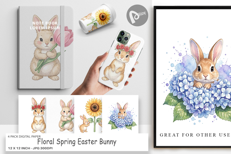 Spring Easter Bunny Digital Paper
