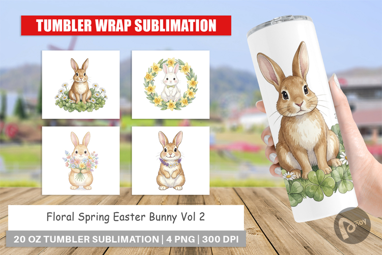 Floral Spring Easter Bunny Tumbler